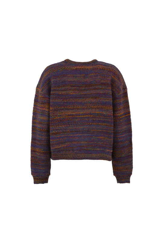 Striped wool sweater on a white background