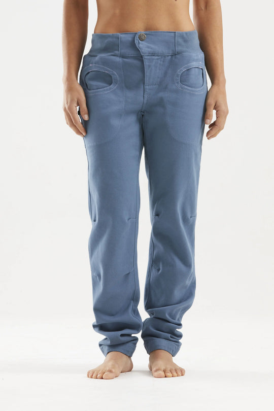 Front view of ONDA ROCK slim fit outdoor climbing trousers, made in Italy from sustainable fabric blend
