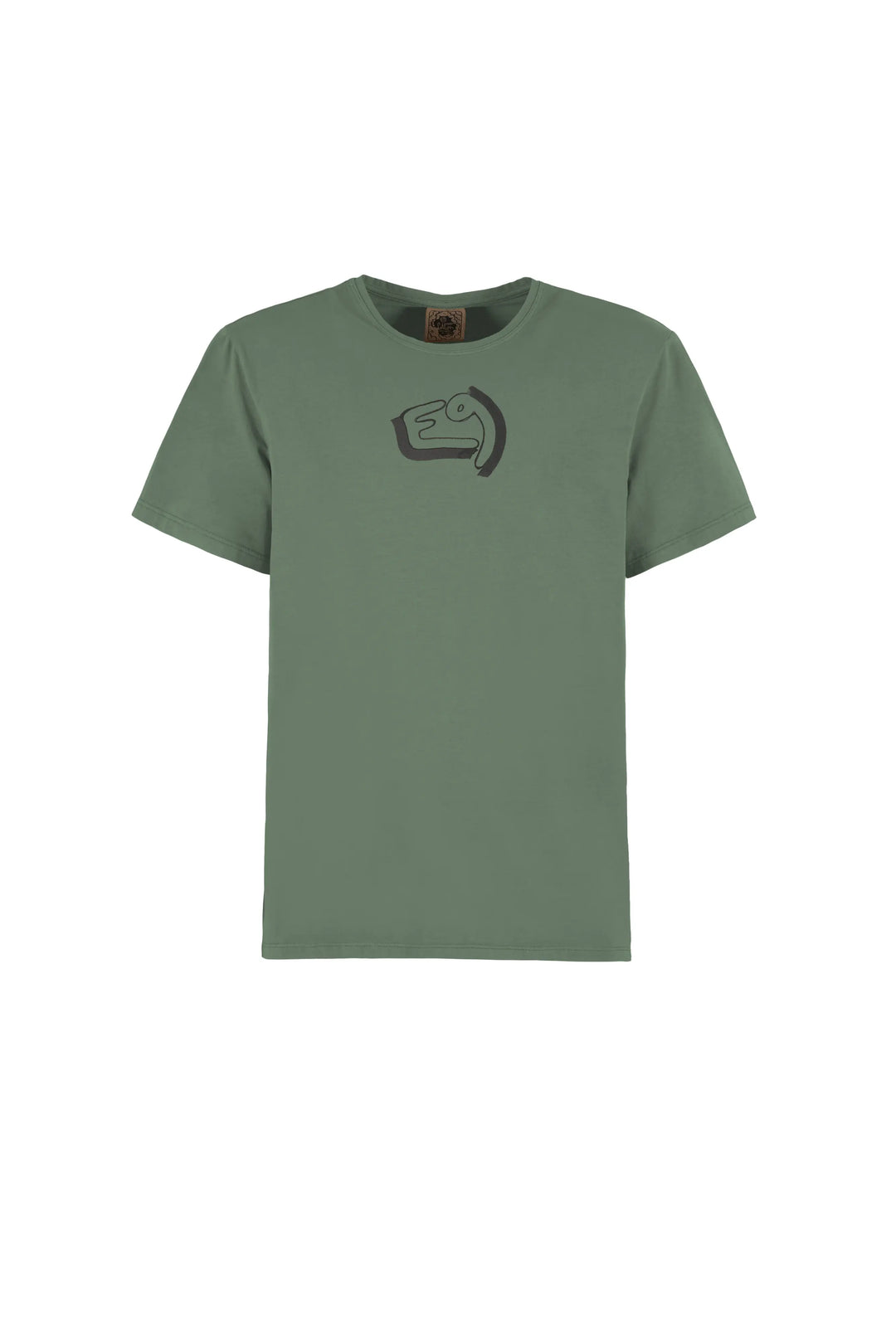 Green t-shirt with a logo on a white background